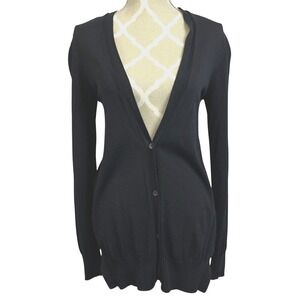 Wilfred Aritzia Black Cardigan Sweater V-Neck Asymmetric Hem Small‎ CKN4-3371-14